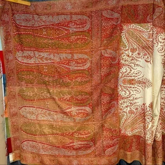 1800’s Wool Paisley Shawl -extra large! 146” x 64” - Picture 12 of 16